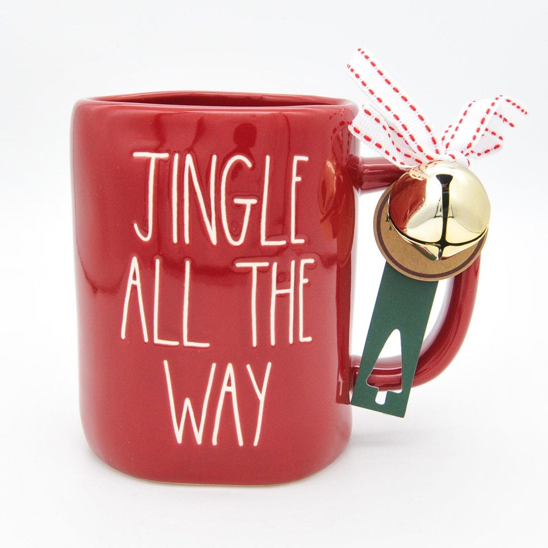 Red Rae Dunn Mug, Jingle All the Way, 16oz Ceramic Coffee Mug With ...