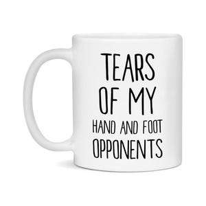 Les larmes de mes mains et de mes pieds Mug amusante, cadeau pour les joueurs de cartes avec les mains et les pieds – Tasse à café en céramique blanche de 11 oz ou 15 oz