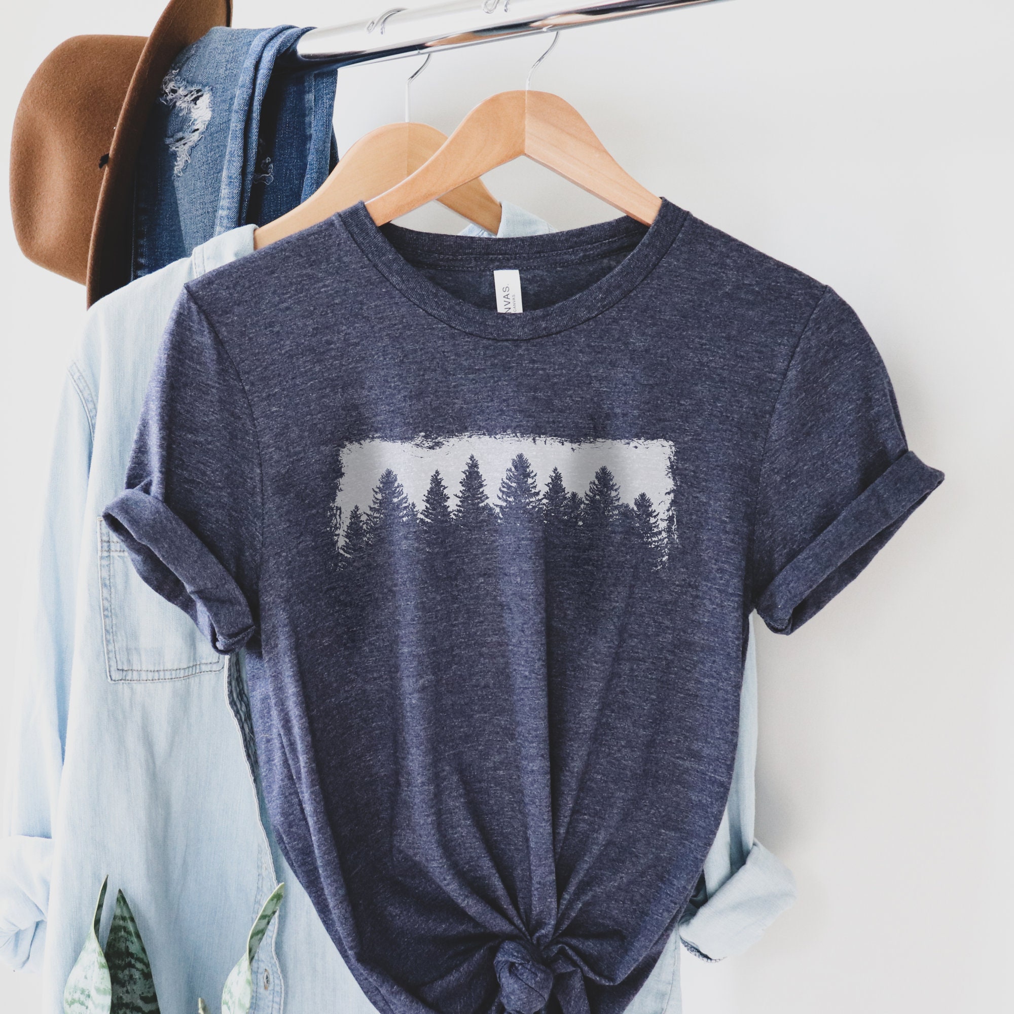 Tree Line Graphic Tee Tree Shirt Forest Silhouette T-shirt - Etsy