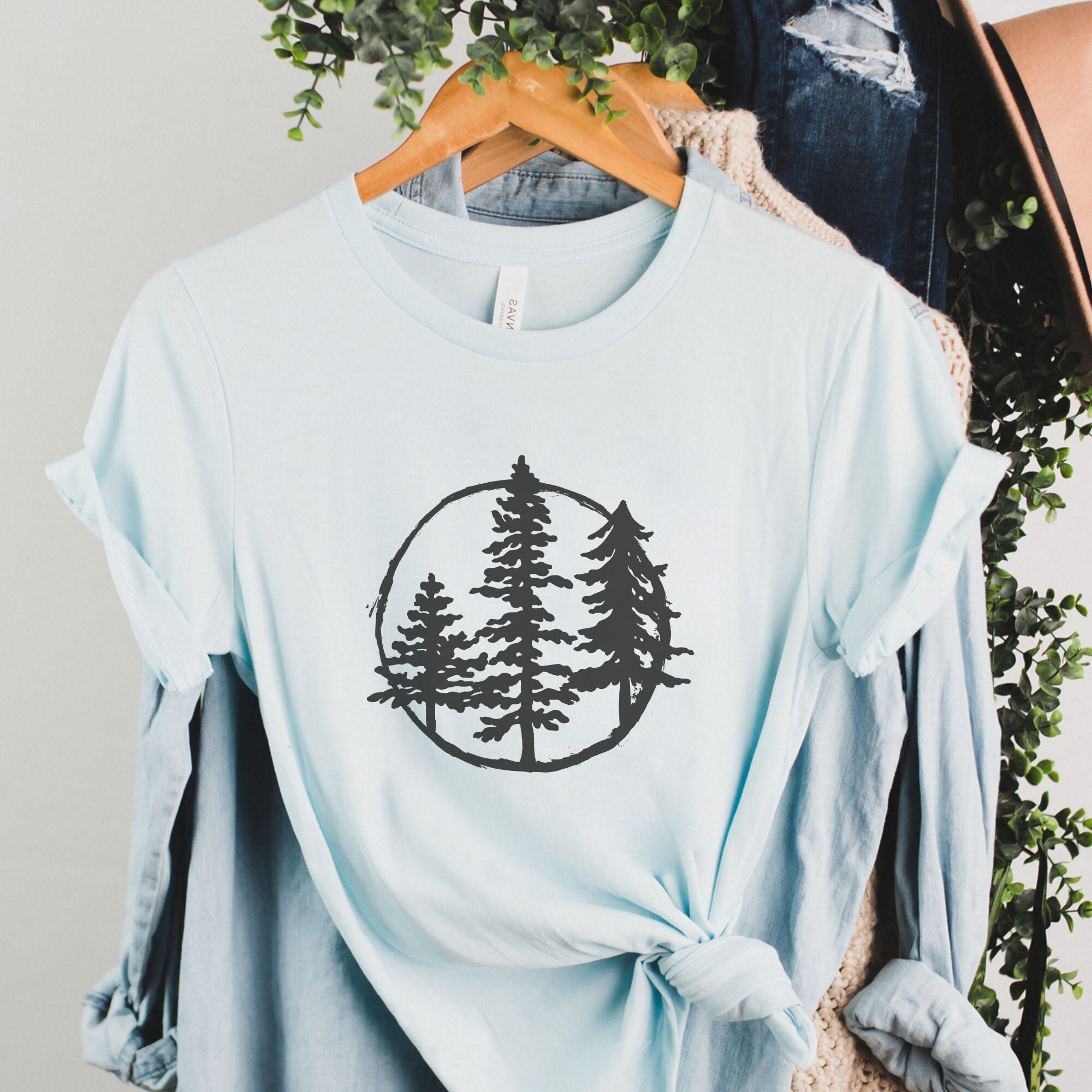 Evergreen Trees Graphic Tshirt Pine Tree Tee Etsy