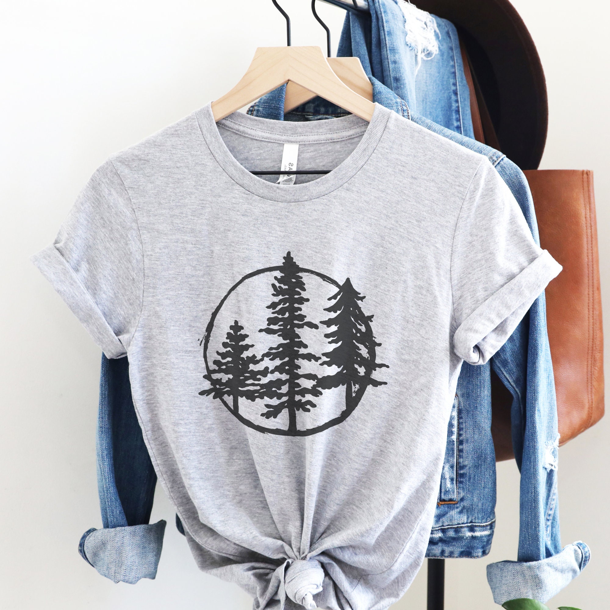 Evergreen Trees Graphic Tshirt Pine Tree Tee Etsy