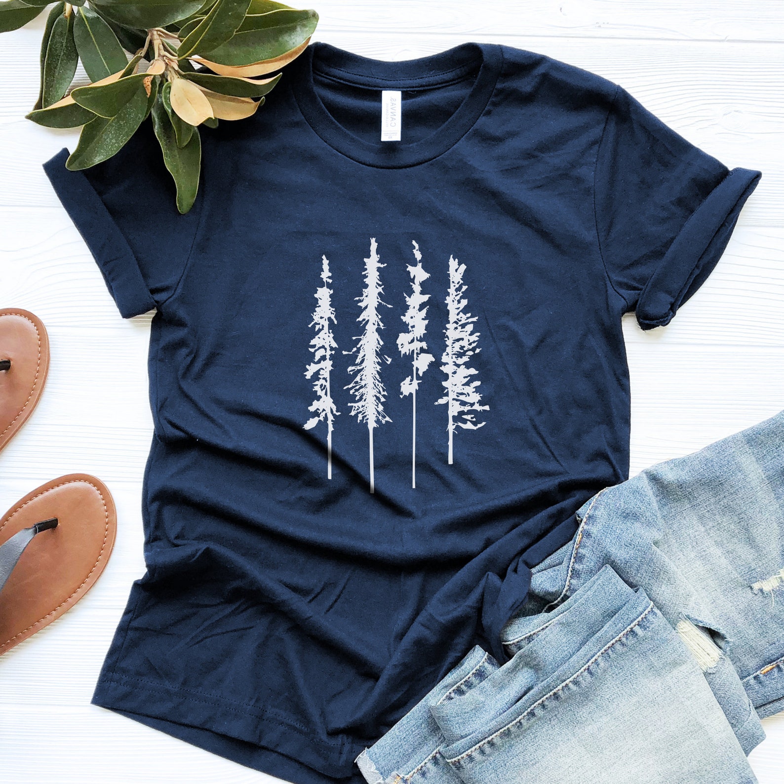 Skinny Pine Trees TShirt Pine Tree Shirt Tree Graphic Tee Etsy