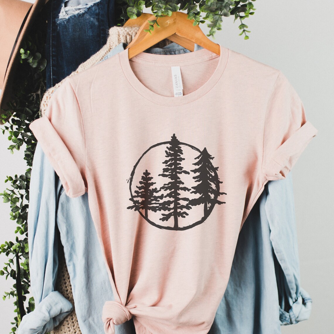 Evergreen Trees Graphic Tshirt Pine Tree Tee Etsy