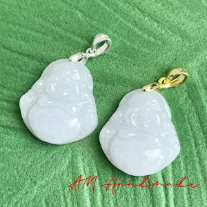 Natural Jade Buddha | Laughing Buddha | Blessing Necklace | Pinch Bails 925sterling silver | Pendants ONLY-A236