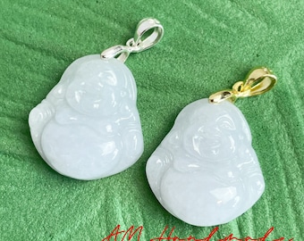 Natural Jade Buddha | Laughing Buddha | Blessing Necklace | Pinch Bails 925sterling silver | Pendants ONLY-A236