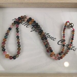 Natural tourmaline necklace | 3mm+ to 7mm  beads |Gift jewelry  | Multicolor-N016