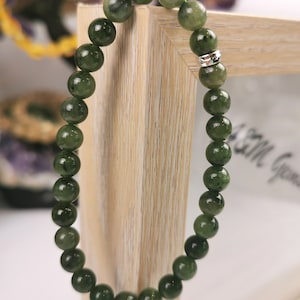 Green Jade 6 mm bead | Gemstone Beads Bracelet Men Women | Natural Gem Stones | Stretch Bracelet-B23