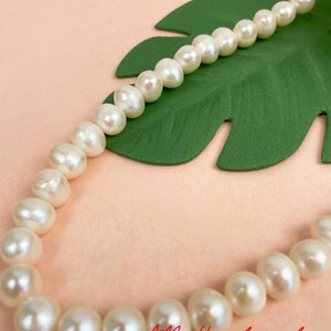 Genuine Freshwater Pearl Necklace | 7*9 mm beads| Dainty pearl necklace | Gift for Her