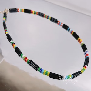 Onyx Necklace | Black Onyx Jewelry | Gemstone Choker | Dainty Beaded Necklace | Gold Plated | Mens Necklace, Womens Necklace