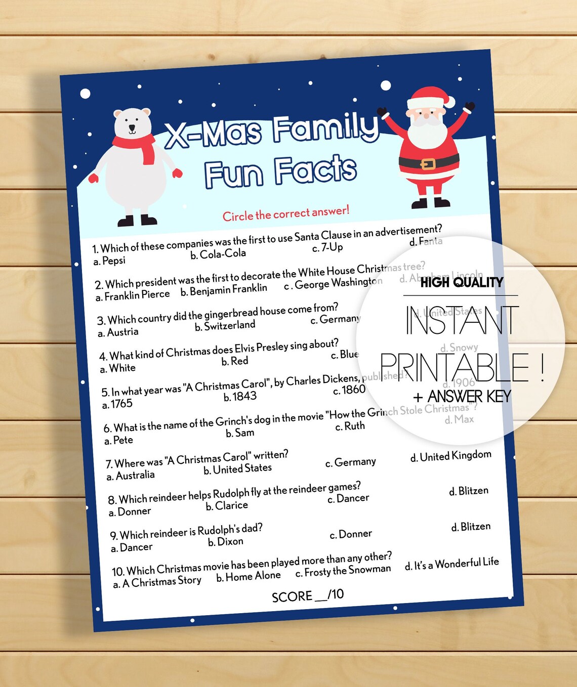 Christmas Family Fun Trivia Game Christmas Day Games Xmas Etsy