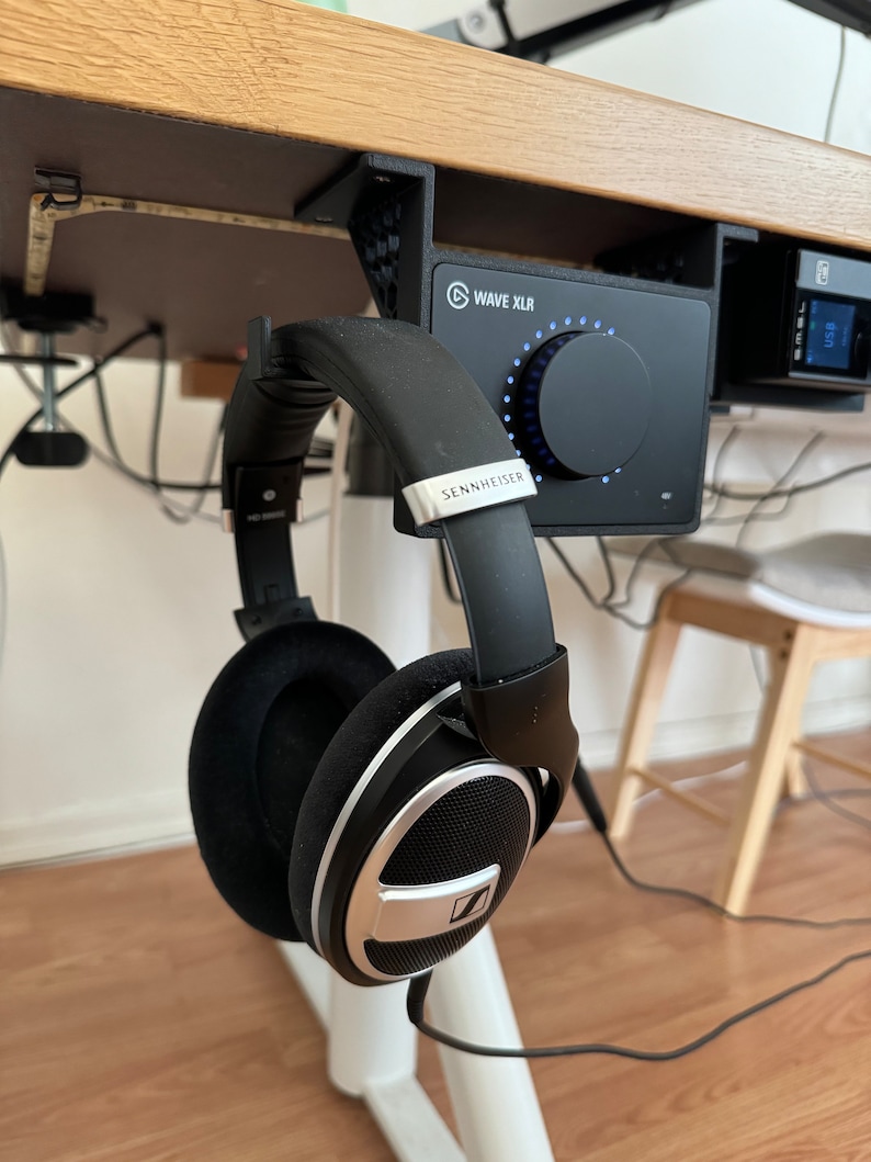 Fäste för infälld montering under skrivbordet för Elgato Wave XLR + avtagbart stativ för hörlurar/hörlurar bild 3