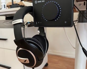 Flush Underdesk Mount Bracket for Elgato Wave XLR + Removeable Headphone/Earphone Stand
