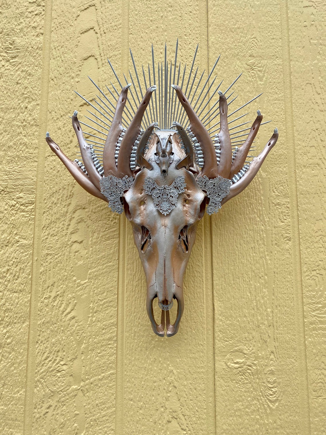 Real Elk Skull With Jawbone and Sunburst Headdress Etsy