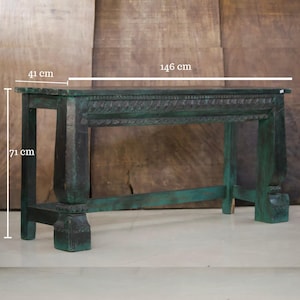 Vintage Farmhouse Console Table | Rustic Wood Console Table | Hallway Furniture | Hand Carved Solid Wood Entry Table | Antique Home Decor