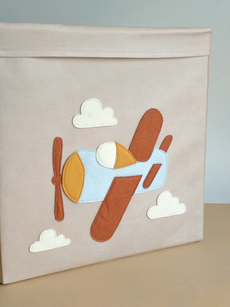 Fabric Toy Storage Box for nursery. Airplane Toy Storage Bin. Etsy