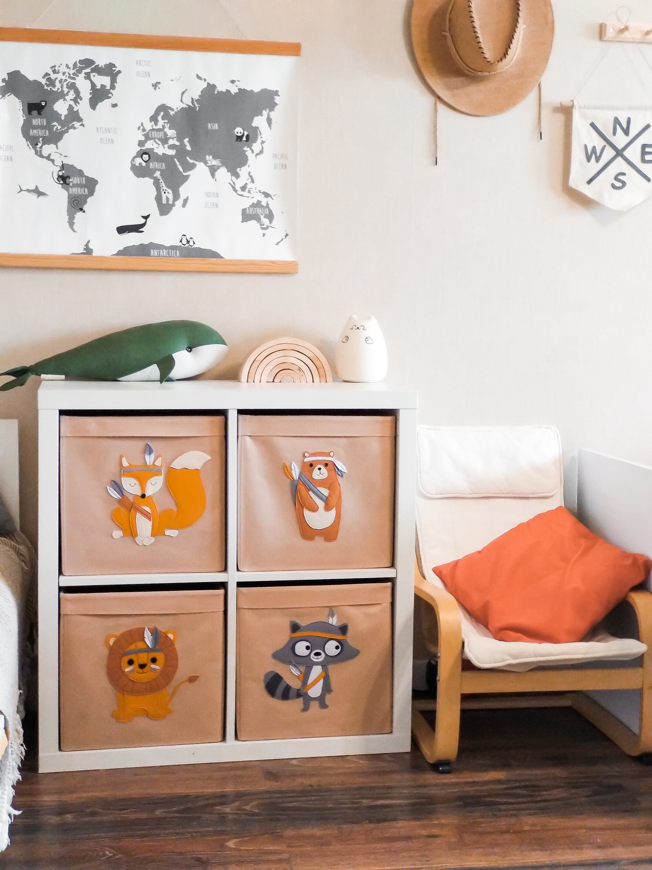 Fabric Toy Storage Box With Fox. Fox Kallax Bin. Kallax Basket Etsy