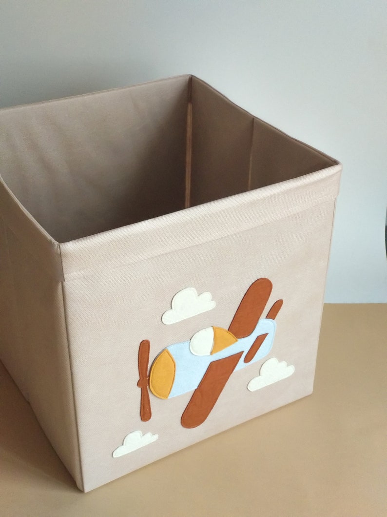 Fabric Toy Storage Box for nursery. Airplane Toy Storage Bin. Etsy