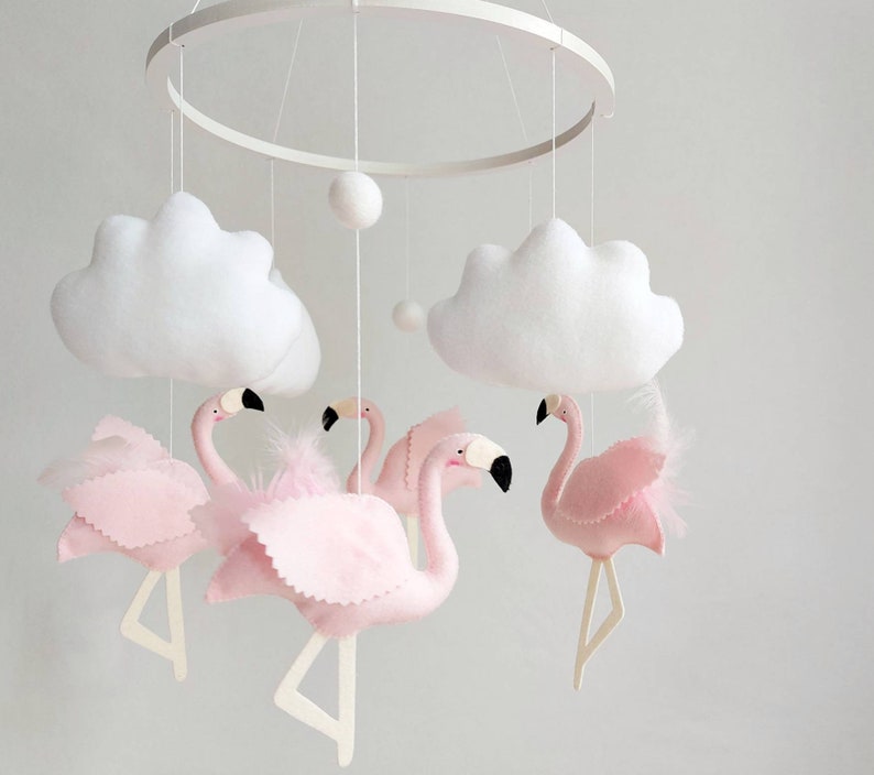 Baby mobile girl Pink crib mobile Flamingo mobile Etsy