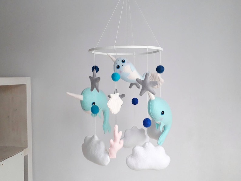 Ocean baby mobile Narwhal nursery decor Under the sea Etsy