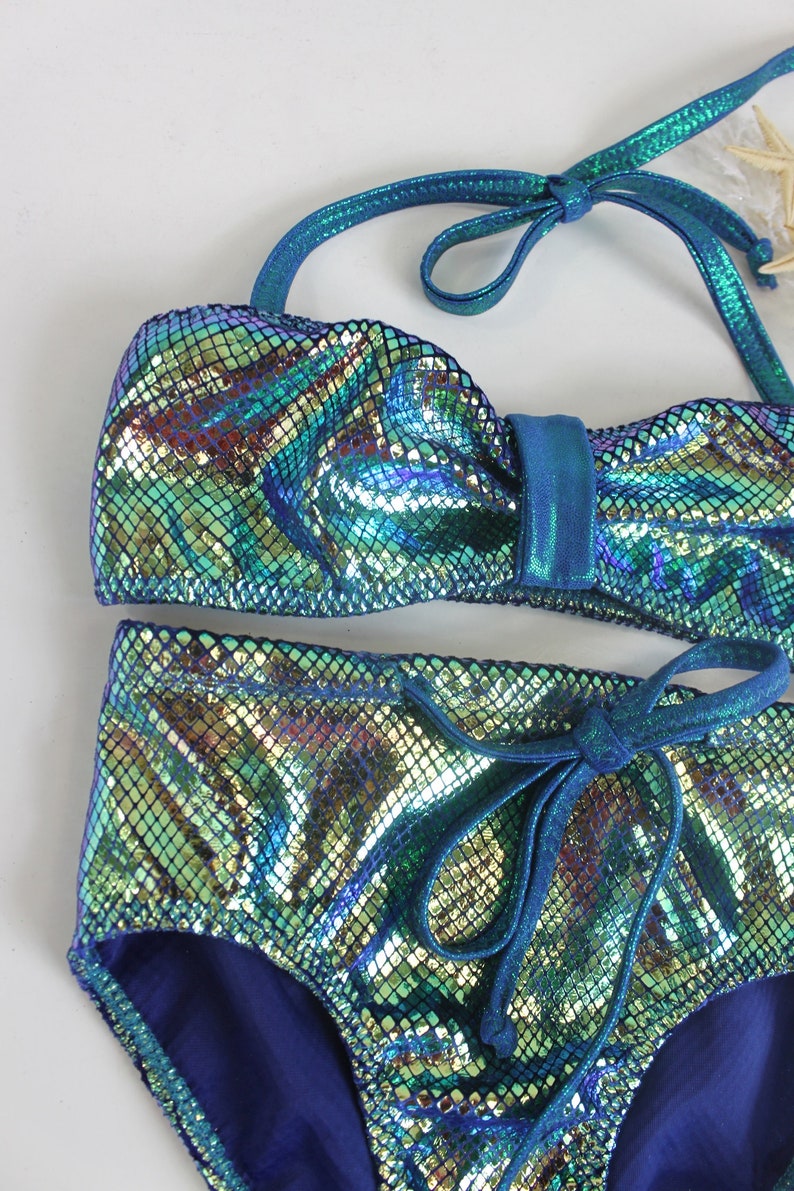 Iridescent Velvet Swimsuit Girls Mermaid Iridescent Bikini Girls Metallic High Rise Swimsuit Kids Quick Ship Swimsuit 3T