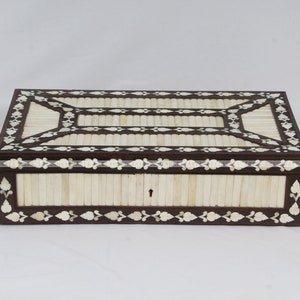 Home Décor Indian Art Royal Look Wood Bone Inlay Decorative Jewelry Box