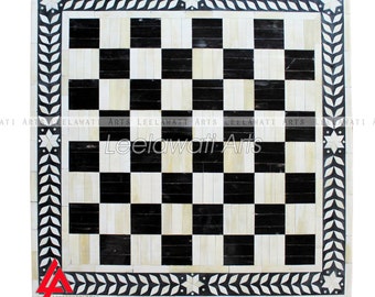 Chess Bord Bone Inlay and Horn Antique Style Chess Game Top