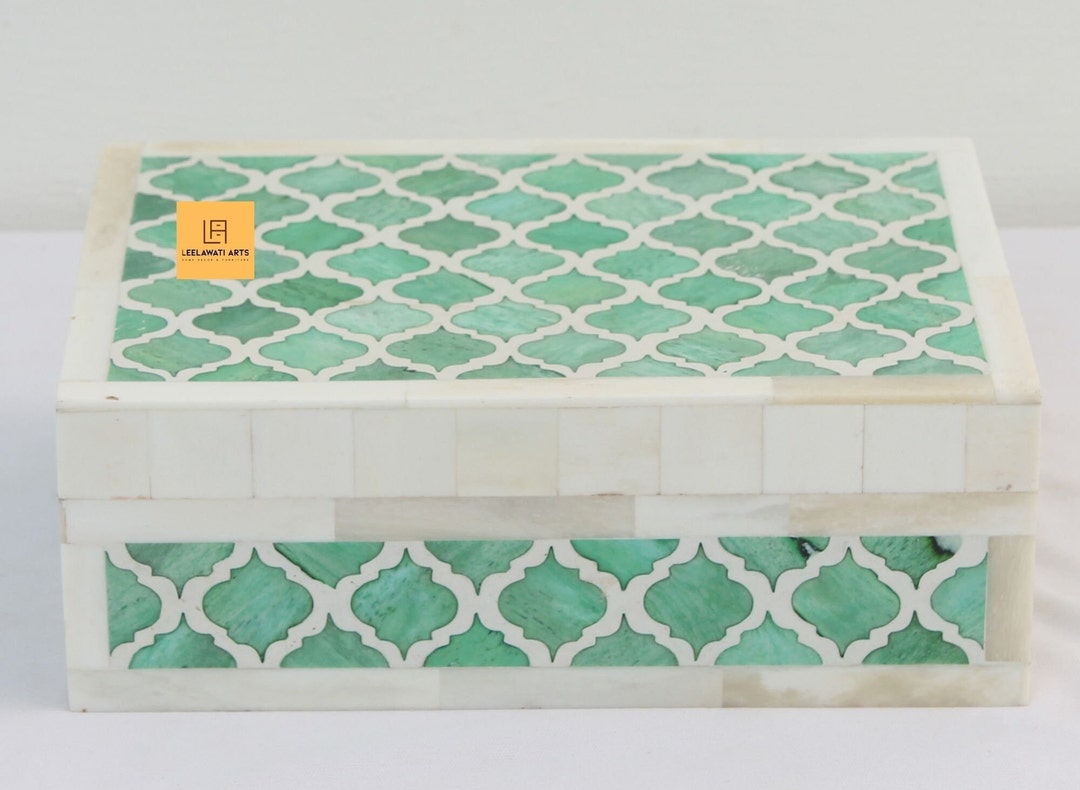 Bone Inlay Box Green Color Jewelry and Gift Decorative Box on Different ...