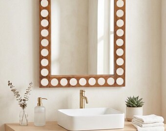 Handmade Wood Inlay Mirror Frame Home Living Furniture 30x40 inch