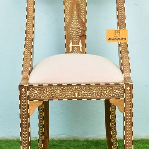 Wood Bone Inlay Chair Home Living Room Luxury Chair | Wood Bone Inlaid Chair| Dinging Chair | Home Décor Antique Unique Chair