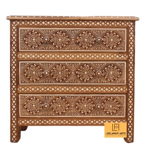 Home Decorative Living Room Wood Bone Inlay Furniture Chest Of 3 Drawer / Dresser