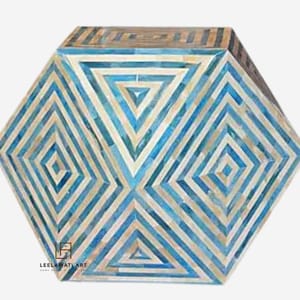 Coffee Table Bone Inlay Hexagonal Table | Home Décor Center Table | Living Room Coffee Table | Meeting Table