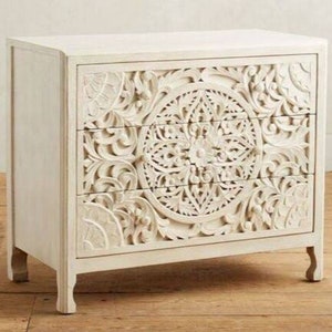 Luxury Handmade Wooden Carving 3 Drawer Dresser Chest Drawer
