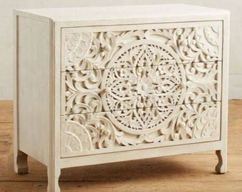 Luxury Handmade Wooden Carving 3 Drawer Dresser Chest Drawer