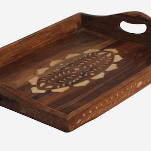 Wood Bone Inlay tray | home décor serving tray | kitchen tray dining tray | table tray gifts tray