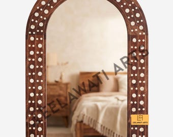 Handmade Wood Inlay Mirror Frame | Luxury Living Wall Hanging Home Decor Furniture