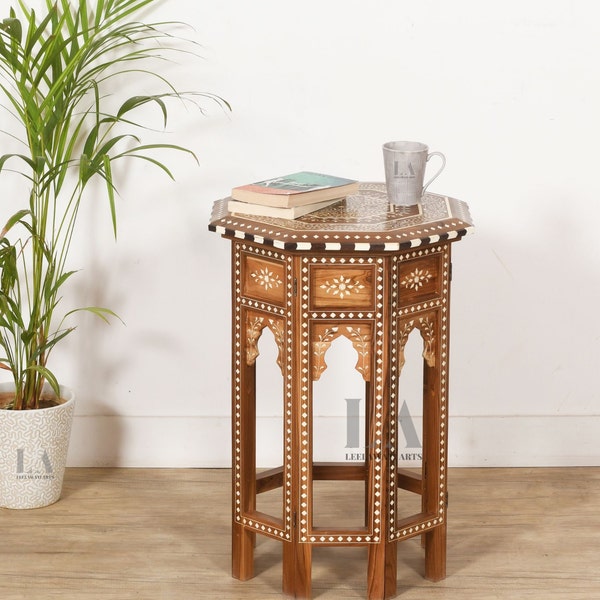 Inlay Wood Side Table Etsy