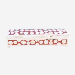 Wood Bone Inlay Red Resin Box Home Decoctive Gifts Jeweler Box