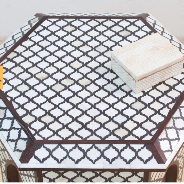 Home Décor Bedside Table | Bone Inlay Table | Living Room Table | Enter Way Table | Wood Bone Inlay Bedside Table
