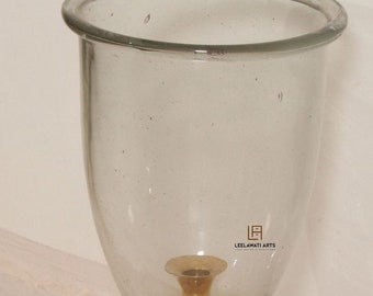 Windlicht mit Holzintarsien, handgefertigtes Glas-Windlicht, dekorativer Kerzenständer, luxuriöse Wohnaccessoires