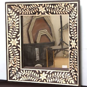 Leelawati Arts Bone Inlay Mirror Frame | Edge Mirror Frame | Antique Mirror Frame | Table Top Mirror | Wall Hanging Mirror Frame