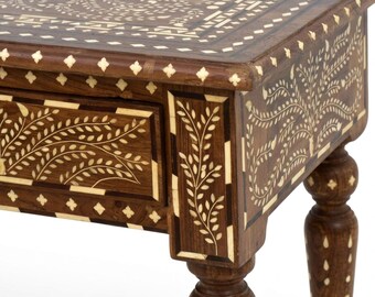 Handmade Wood Inlay 3 Drawer Console Table | Home Luxury Custom Furniture