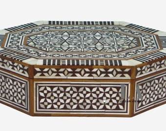 Home Wood Bone Inlay Decorative Box Antique Look Diamond Design Box
