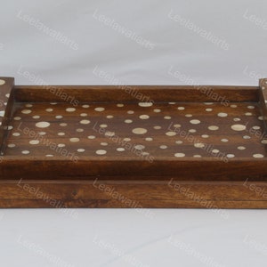 Home Décor Mother of Pearl  Inlay Service and Serving Tray Home Use Decorative Tray Table Tray Set 2