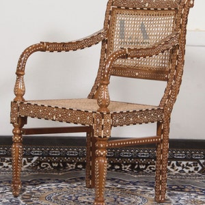 Wood  Inlay Dining Chair Handmade Antique Home Decor