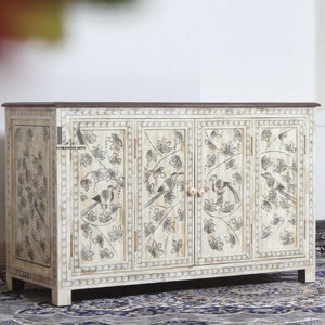 Luxury Home Living Room Bone Inlay Door Cabinet