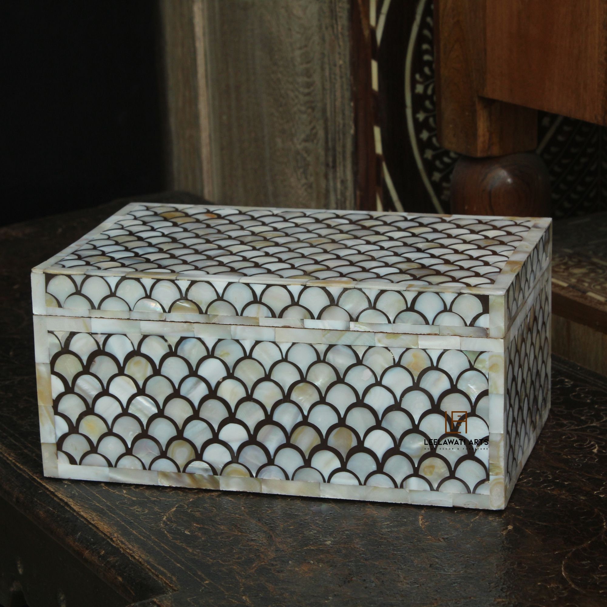 Home Décor Mother of Pearl Inlay Design Jewelry Decorative Storage