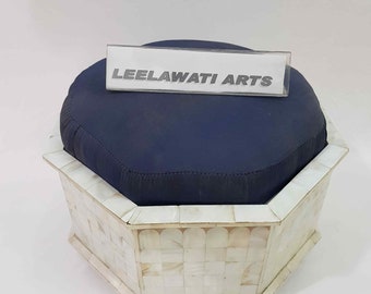 Mother of Pearl Inlay Storage Ottoman Handmade Home Decor