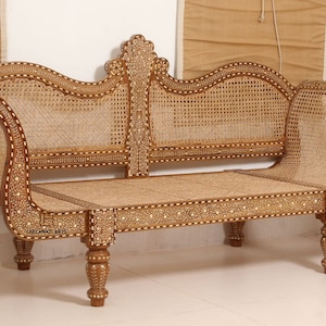 Leelawati Arts : Home Decorative Wood Bone Inlay Sofa | Canning Sofa | Luxury Sofa | Wood inlaid Sofa | Living Room Décor Sofa