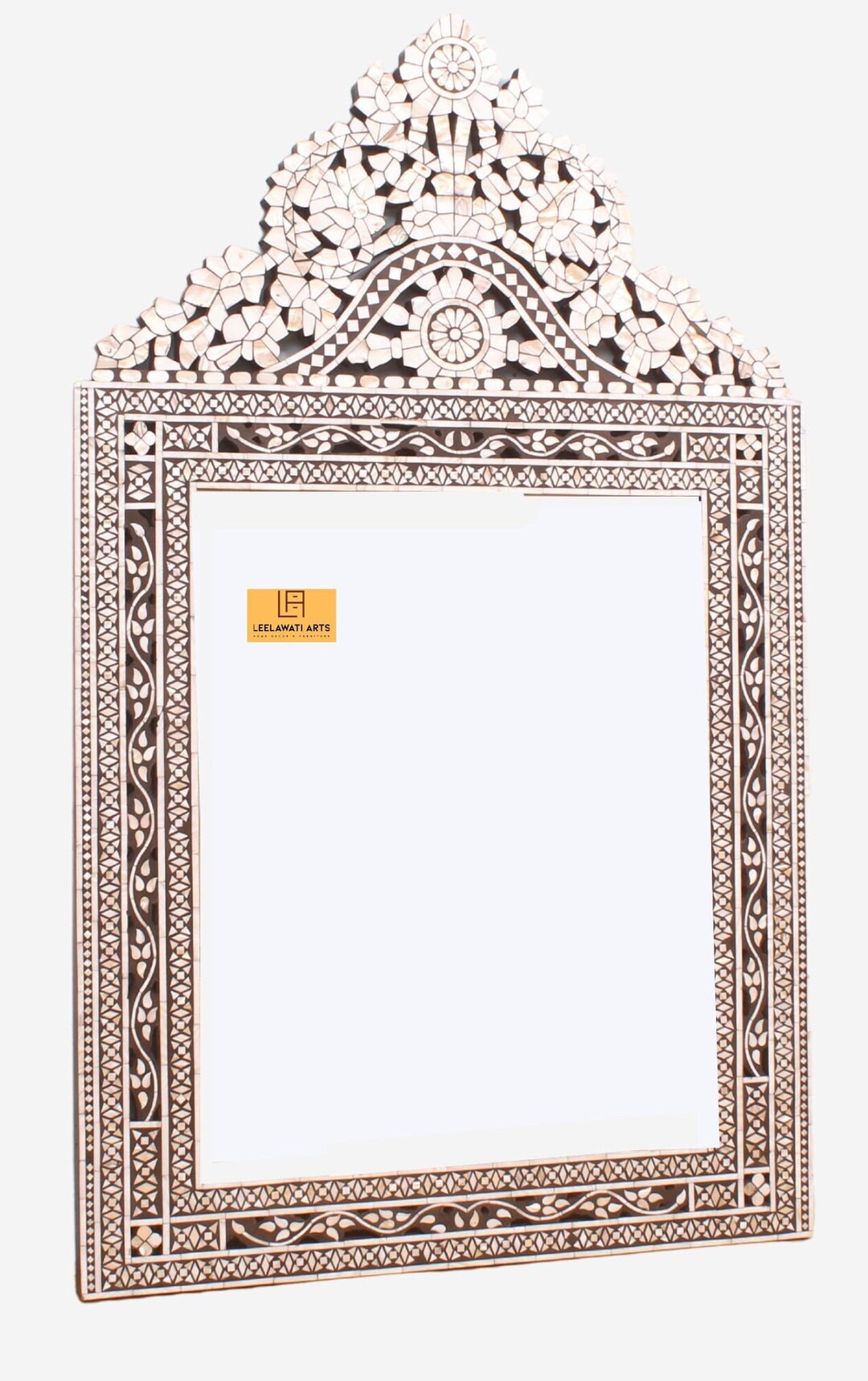 Mother of Pearl Inlay Wall Mirror Frame Teak & Mango Wood