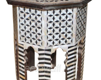 ヴィンテージ　MOROCCAN side table Moroccan Side Table | Wood Metal Coffee Table |Sheherazade® Home